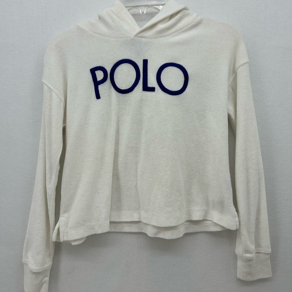 Ralph Lauren White Polo Hoodie with Blue Accents